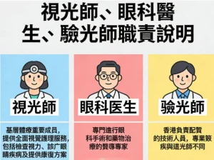 視光師、眼科醫生及驗光師分別